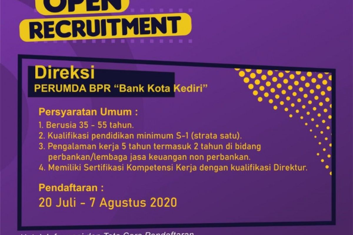 Pemkot Kediri akan buka seleksi calon direksi Perumda BPR