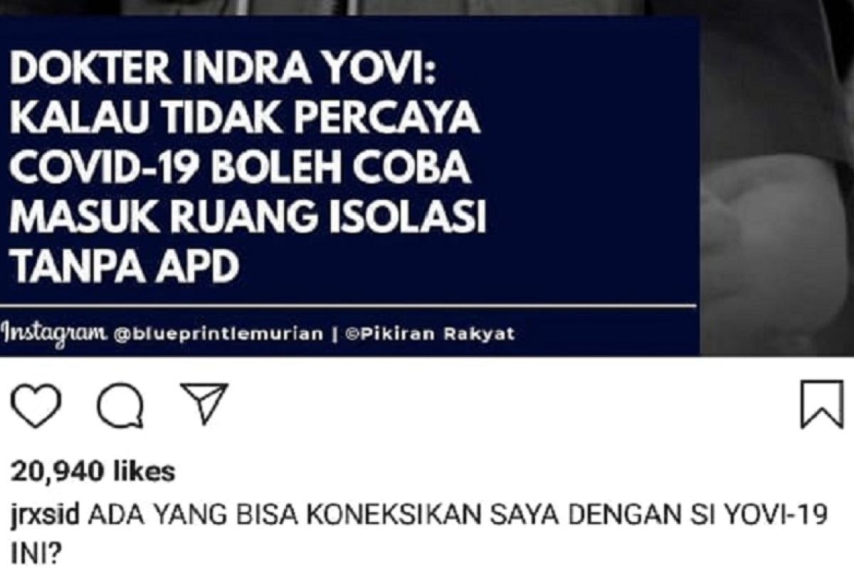 Jerinx SID tantang jubir gugus tugas COVID-19 Riau