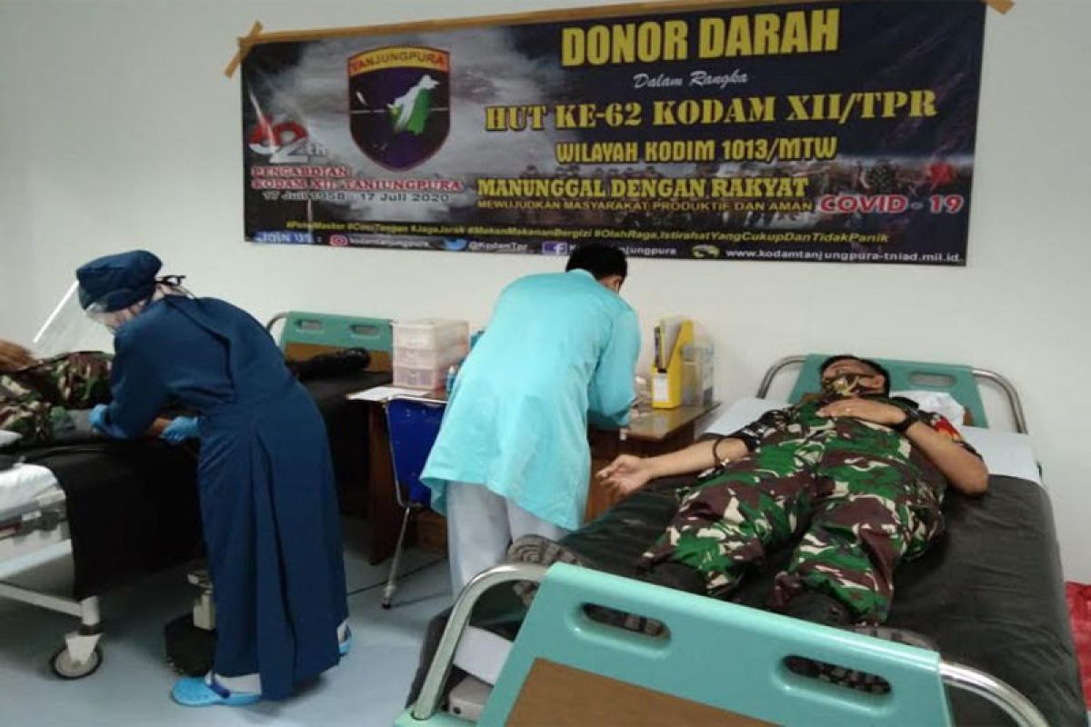 HUT Kodam Tanjung Pura, Kodim Muara Teweh gelar donor darah