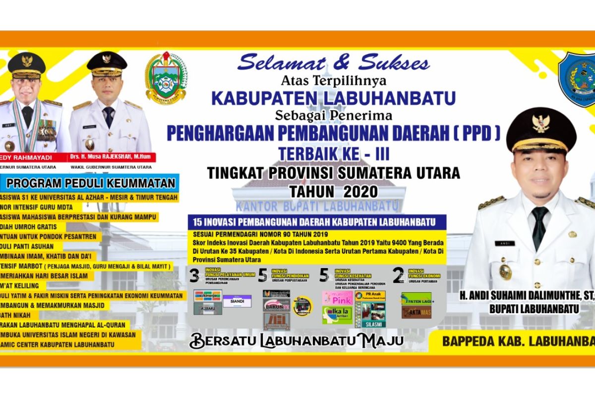 Pemkab Labuhanbatu terima penghargaan pembangunan daerah terbaik 2020