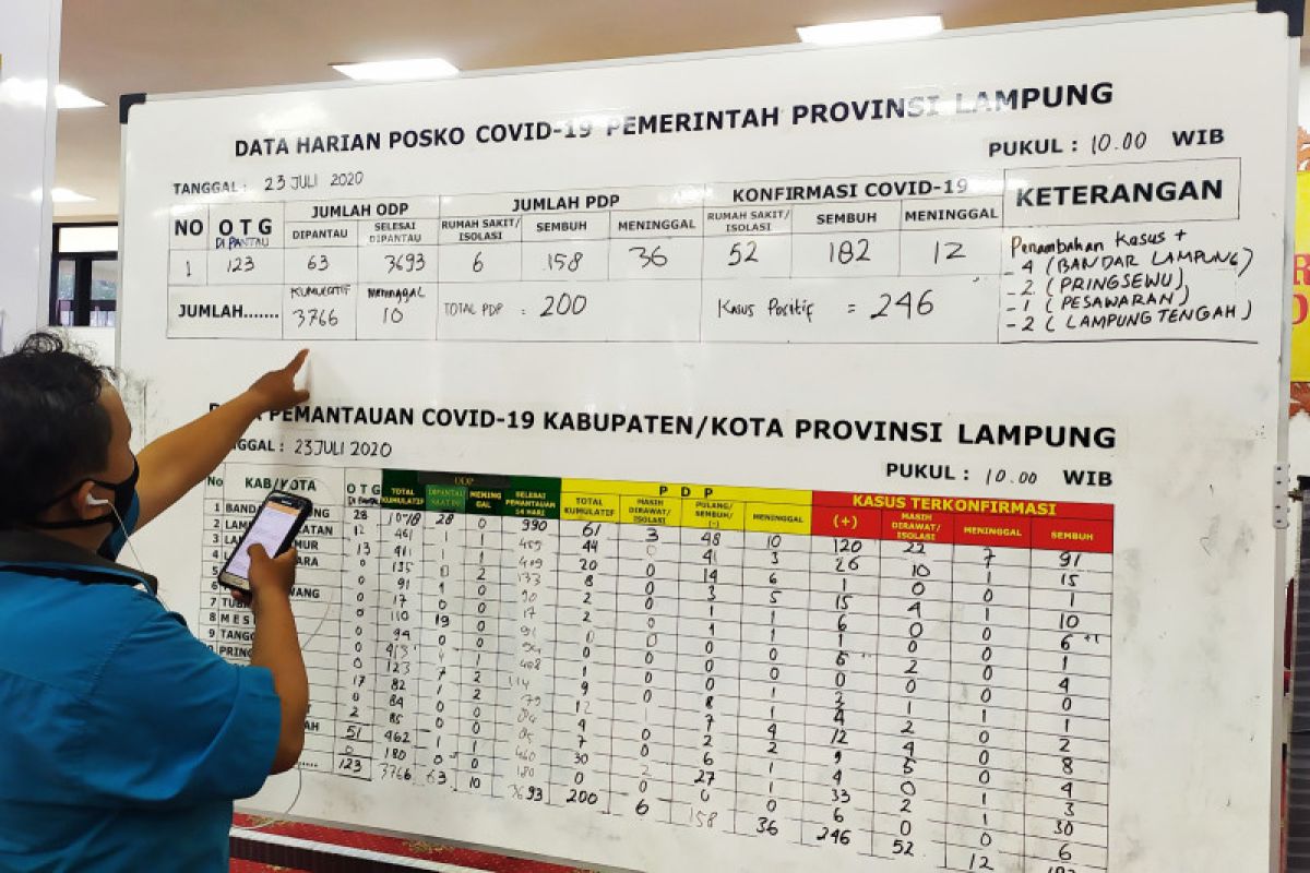 Ada sembilan tambahan, positif COVID-19 Lampung naik 246 kasus