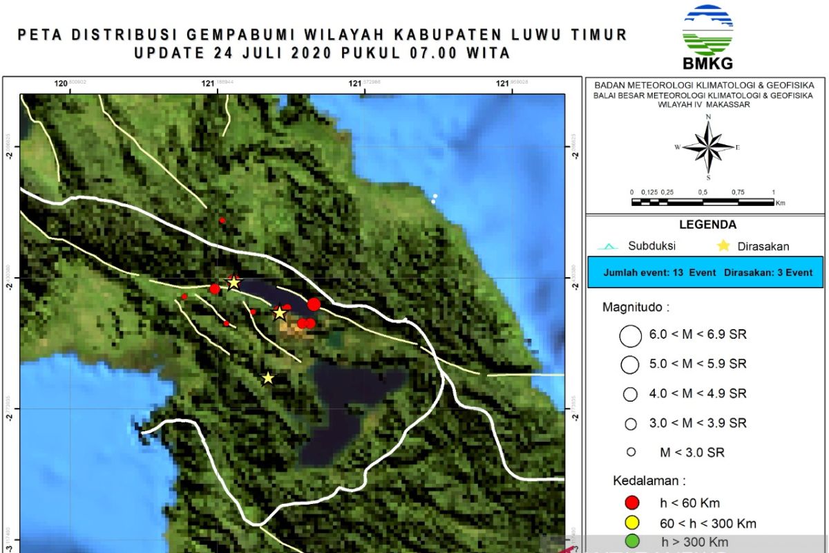 BMKG : Aktivitas gempa di Sesar Matano Luwu Timur meningkat