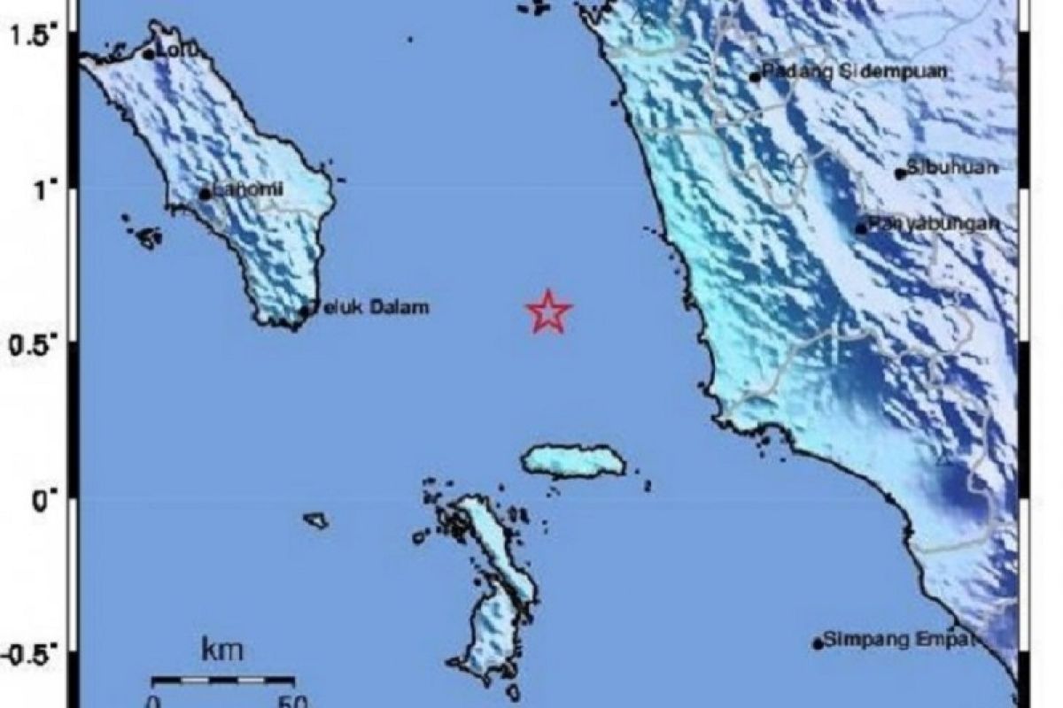 Gempa bumi mangnitudo 4,9 landa Nias Selatan, tidak bepotensi tsunami