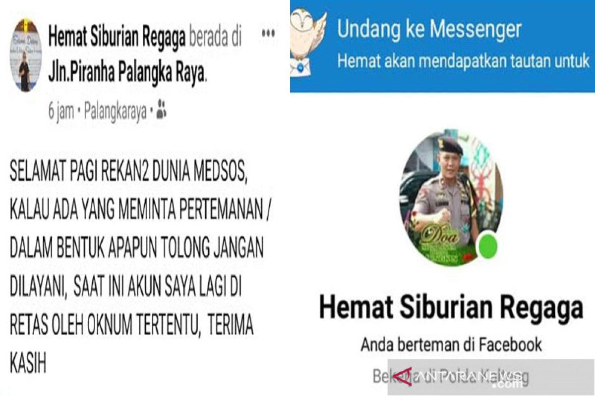 Akun facebook 'Hemat Siburian Regaga' perwira Polresta Palangka Raya diretas