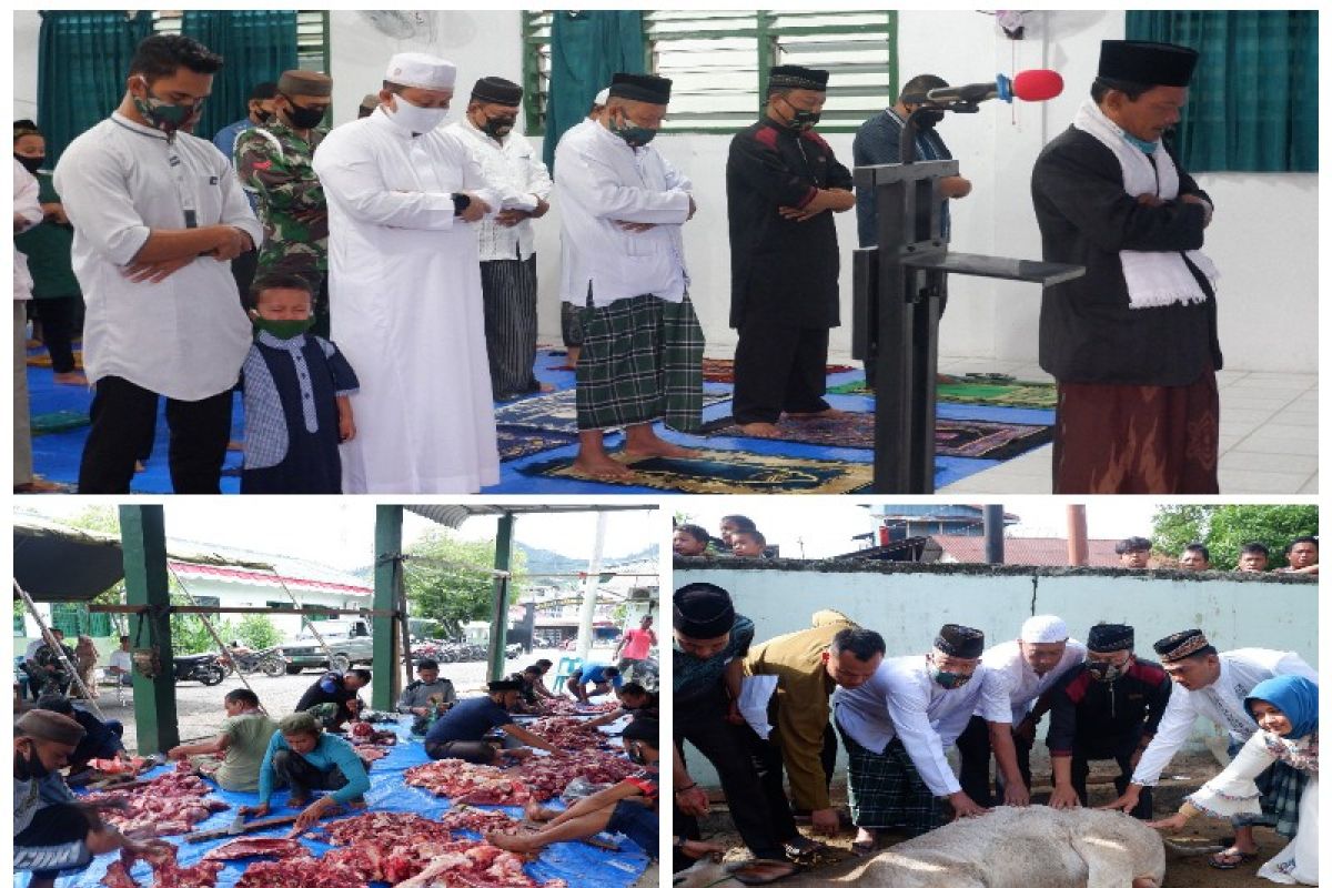 Sholat Idul Adha dan pembagian hewan kurban di Makodim 0211/TT berlangsung khidmat