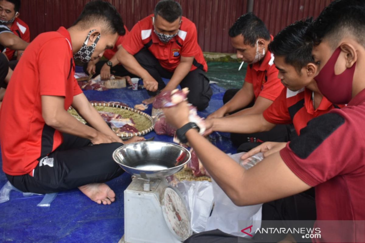 Polres Balangan sembelih enam ekor hewan kurban