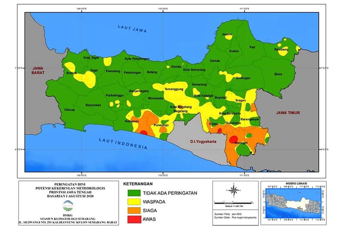 Sejumlah wilayah Jateng selatan berstatus waspada kekeringan