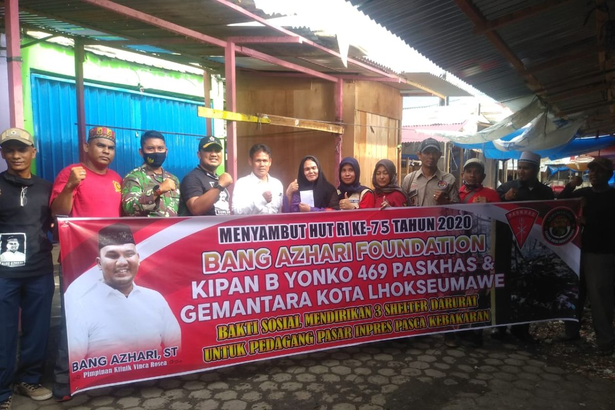 Pasca kebakaran, Bang Azhari Foundation bangun tiga shelter pasar Inpres