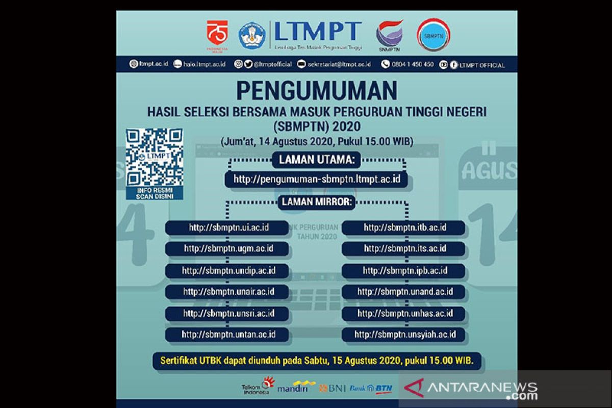 LTMPT umumkan hasil SBMPTN pada 14 Agustus