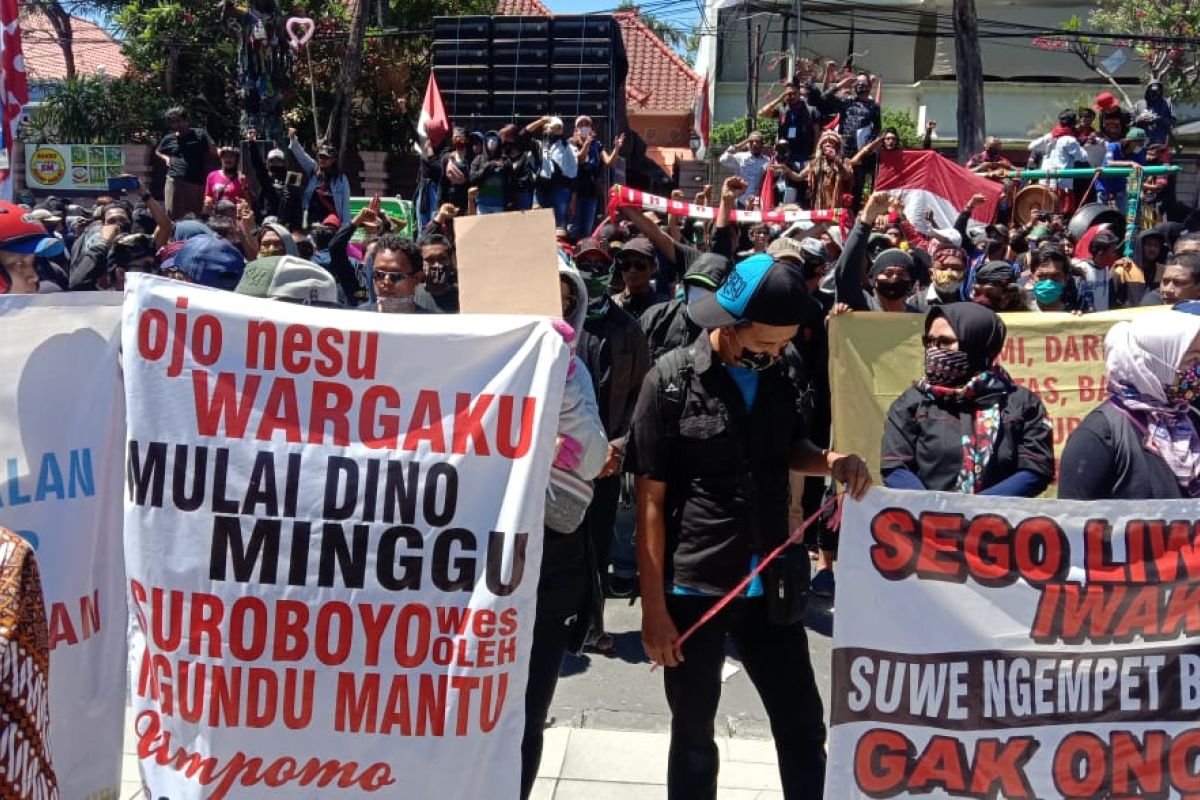 Pekerja seni dan hiburan di Surabaya kembali demo minta Perwali 33/2020 dicabut