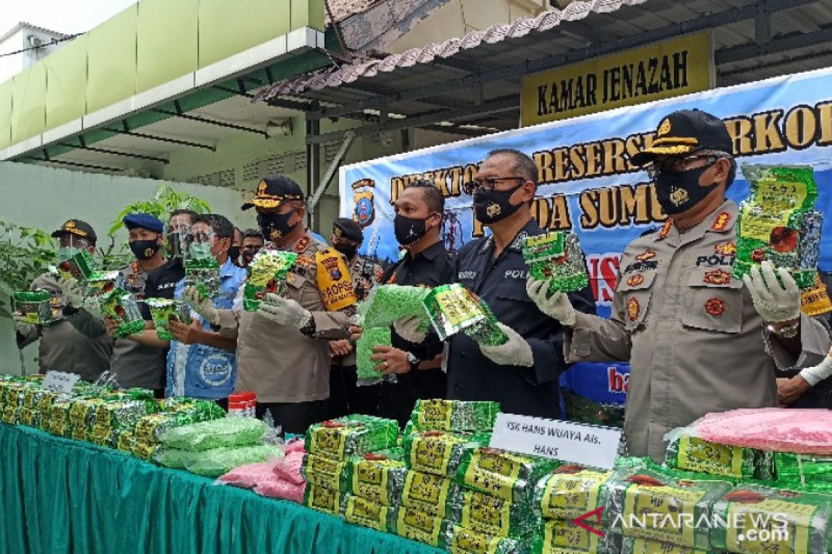 North Sumatra police seize 100-kg crystal meth, 50,000 ecstasy pills