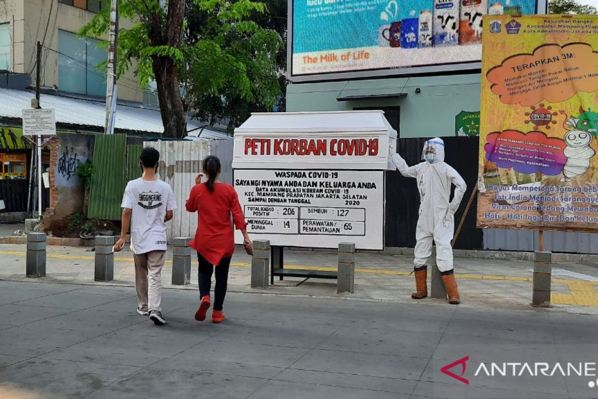 Kelurahan Bangka gunakan peti mati sosialisasi bahaya COVID-19