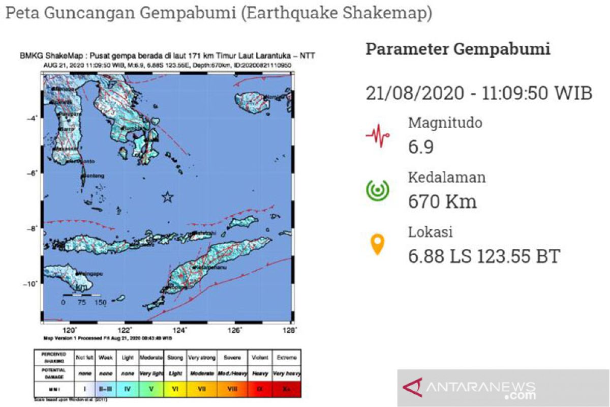 Gempa magnitudo 6,2 terjadi di Laut Banda Maluku Tengah