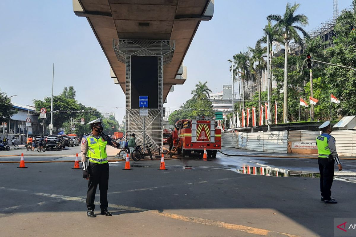 Polisi tutup jalan menuju Kantor Kejaksaan Agung