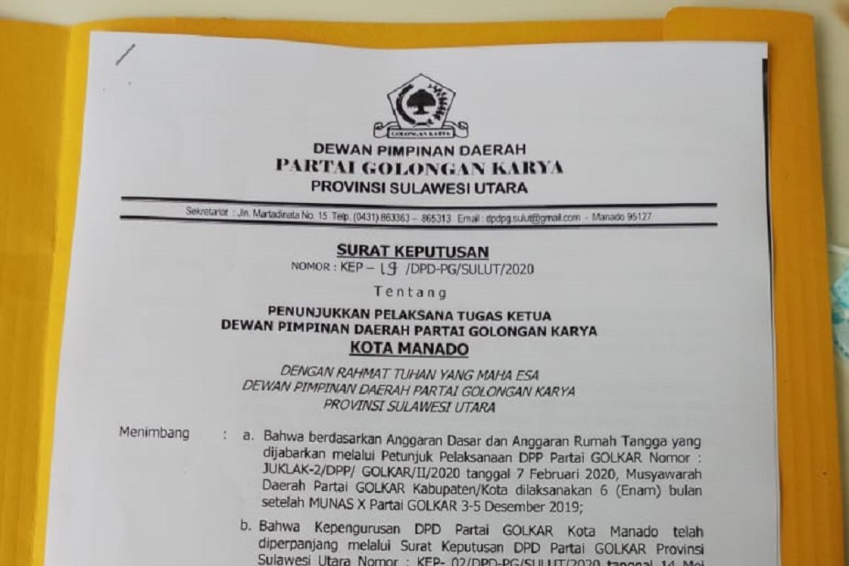 PK Golkar Manado ingatkan Plt ketua tidak boleh   mem-Plt-kan pengurus kecamatan