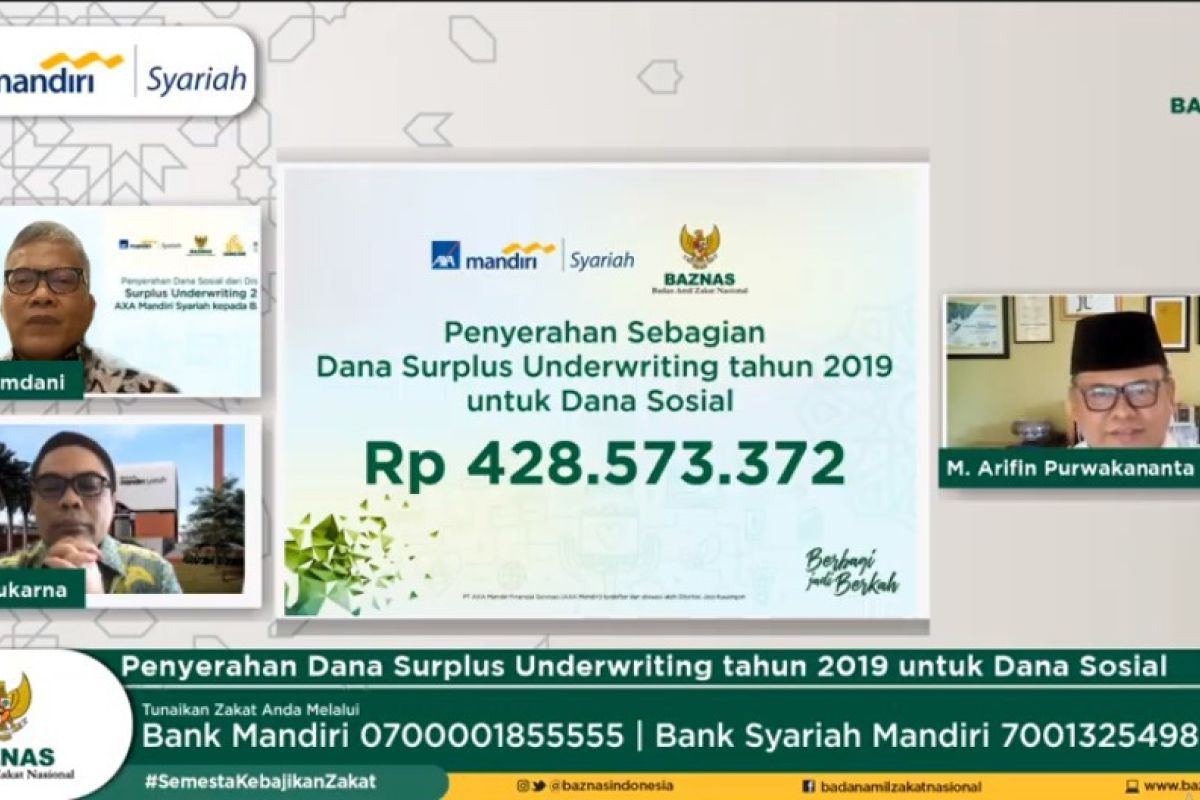 AXA Mandiri Syariah salurkan bantuan COVID-19 ke BAZNAS