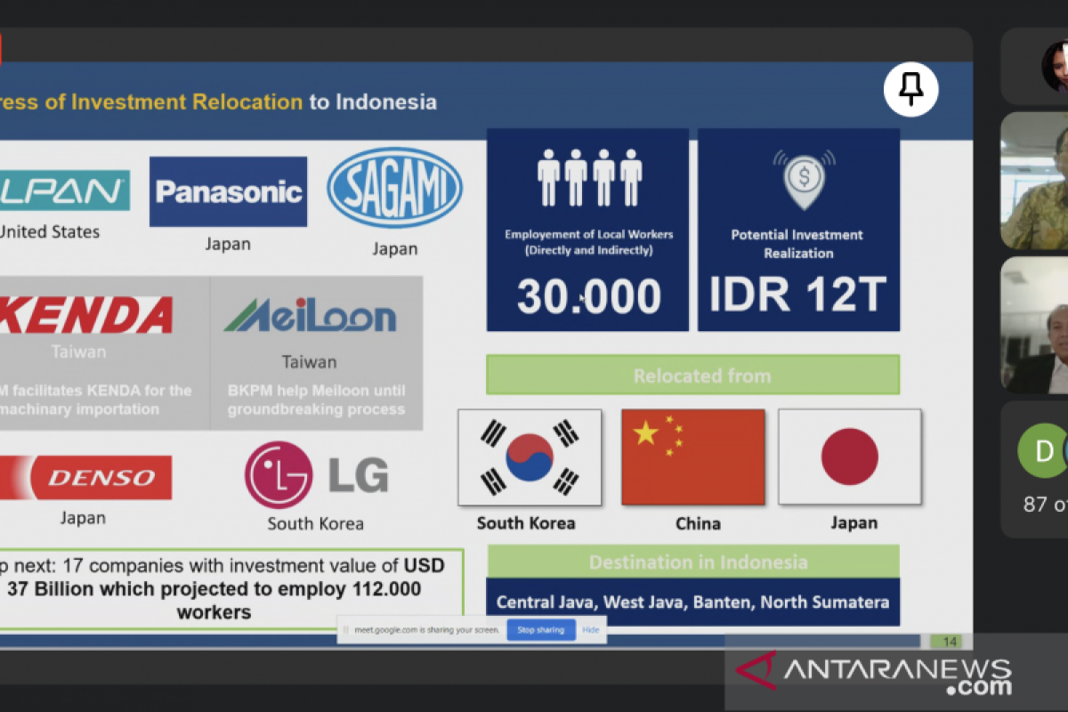59 perusahaan Taiwan berpotensi pindahkan pabrik ke Indonesia