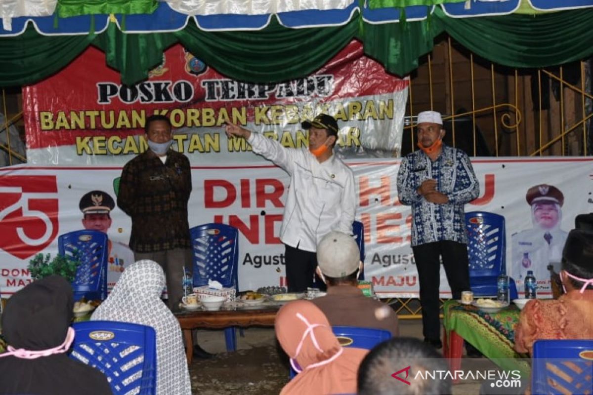 Terkendala COVID-19, penyaluran bantuan korban kebakaran Marancar baru diserahkan