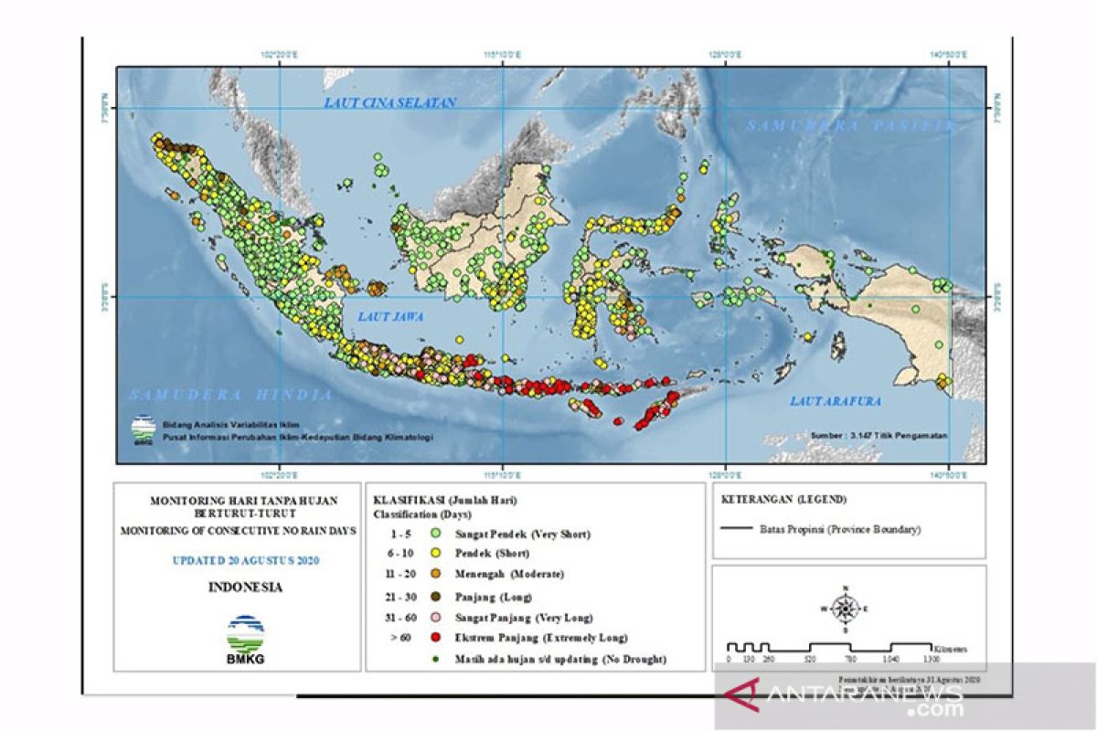 BMKG waspadai kekeringan meteorologis di beberapa wilayah Indonesia