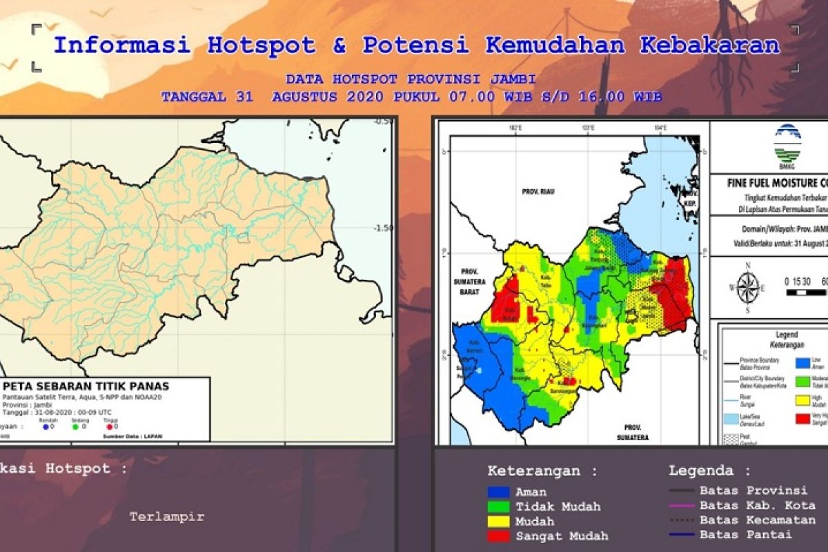 Peta Hotspot dan Kemudahan Kebakaran lahan di Jambi