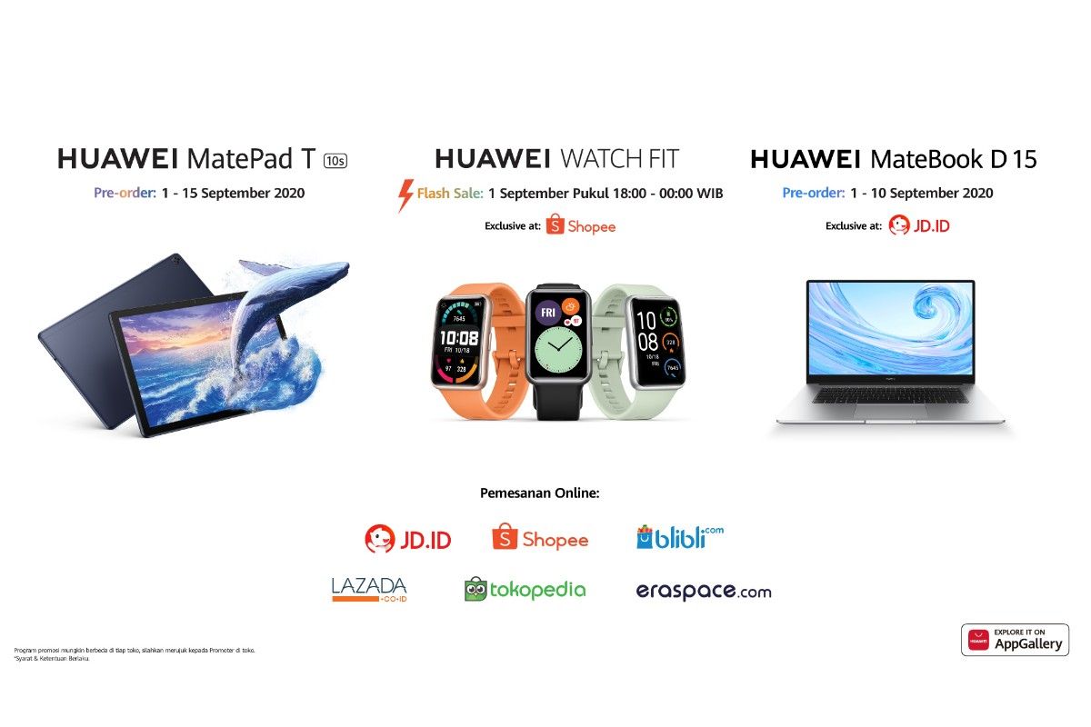 Huawei rilis MateBook D15 dan MatePad T10s