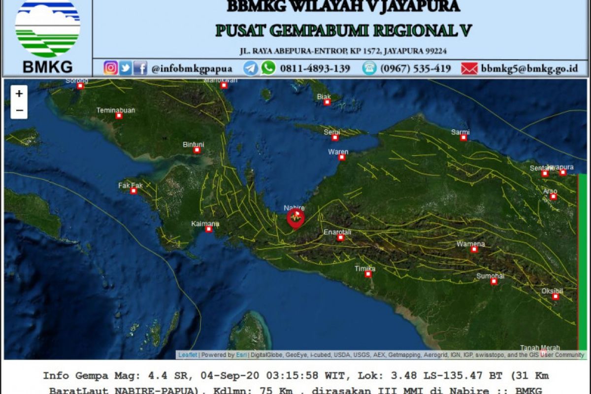 Gempa bumi magnitudo 5,7 landa Papua tak berpotensi menimbulkan tsunami