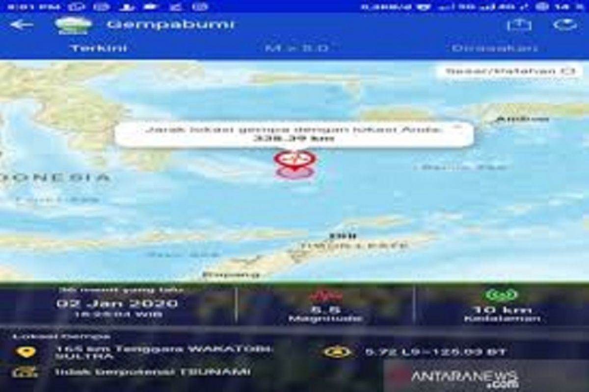 Gempa bumi magnitudo 5,3 guncang Banda, Maluku Tengah