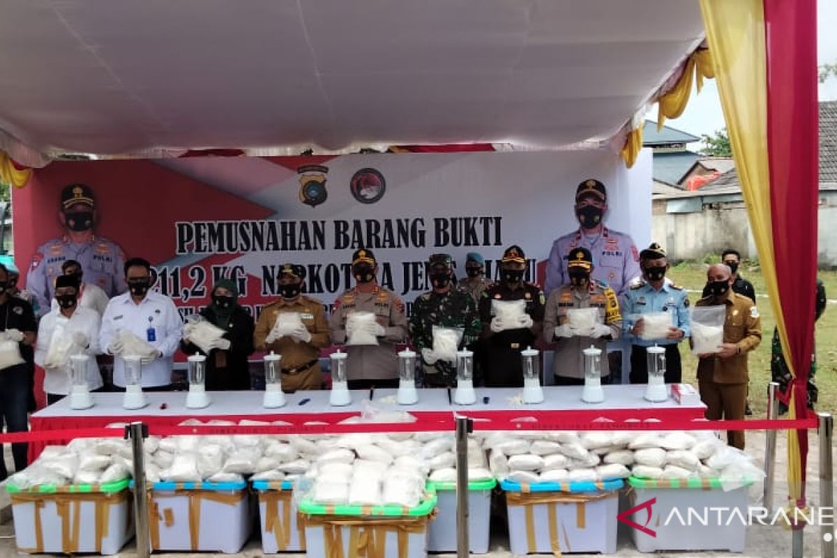 Bangka Belitung police destroy 211.2 kg of seized drugs