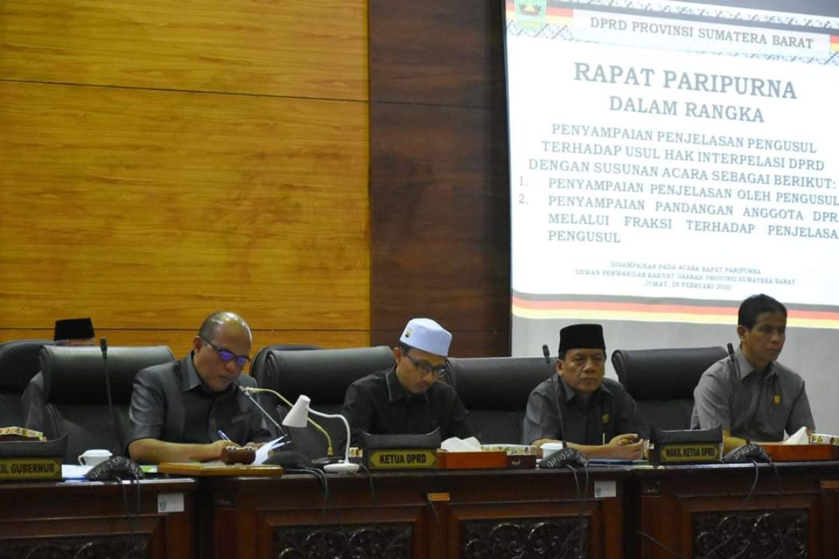 Ini rekomendasi DPRD Sumbar atas jawaban gubernur terkait hak interpelasi