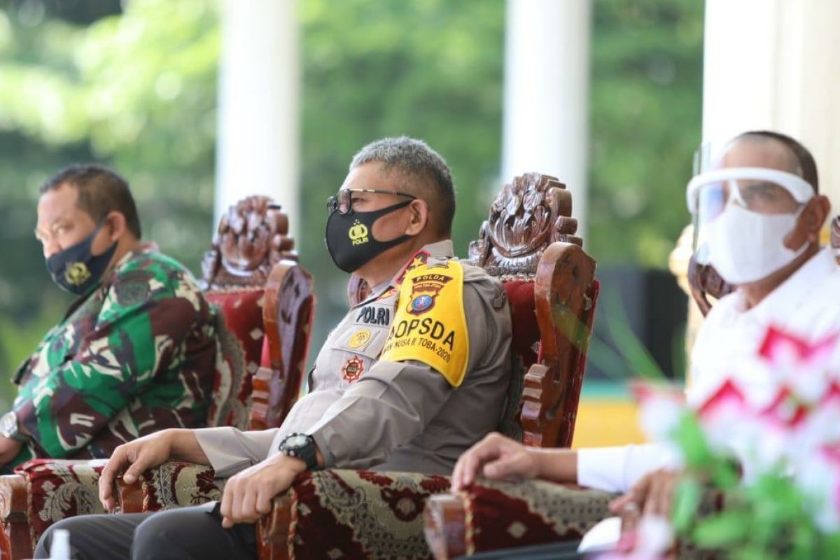 Kapolda  Sumut ikuti virtual pembagian masker di Lapangan Merdeka