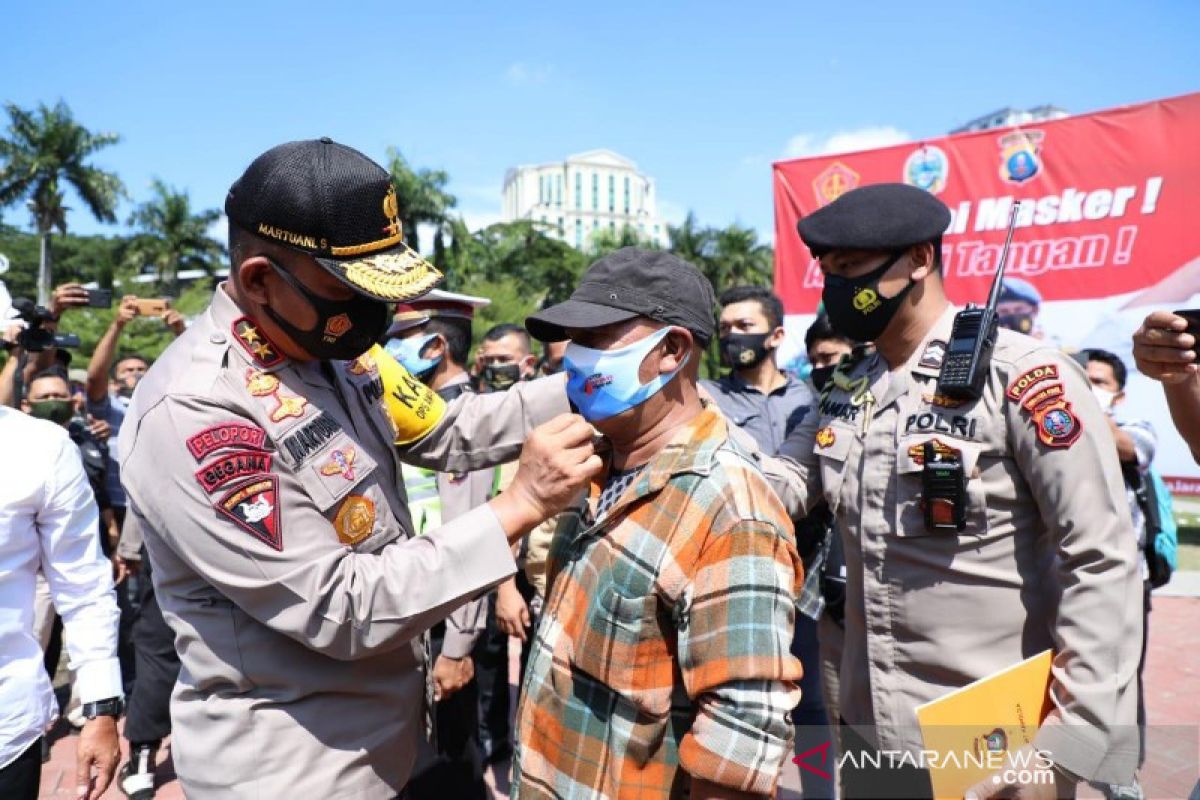 Mulai hari ini Polda Sumatera Utara  tindak warga tak pakai masker