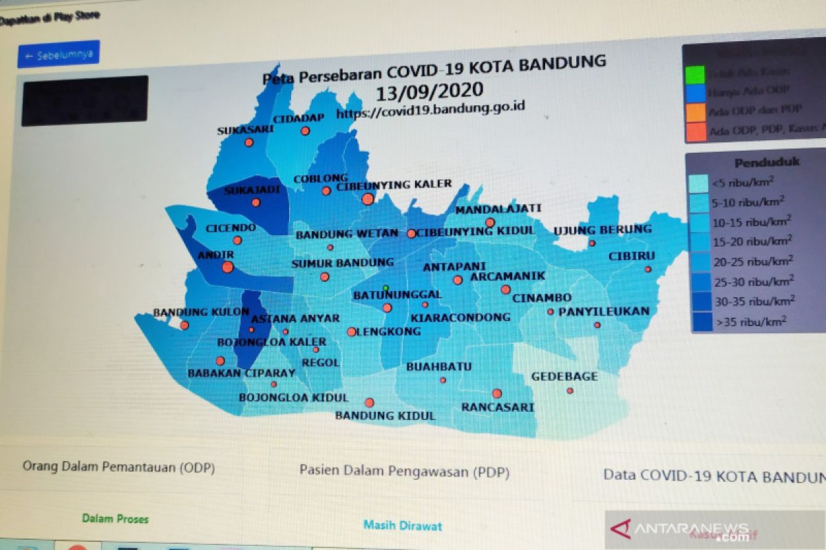 Seluruh kecamatan di Kota Bandung jadi zona merah COVID-19