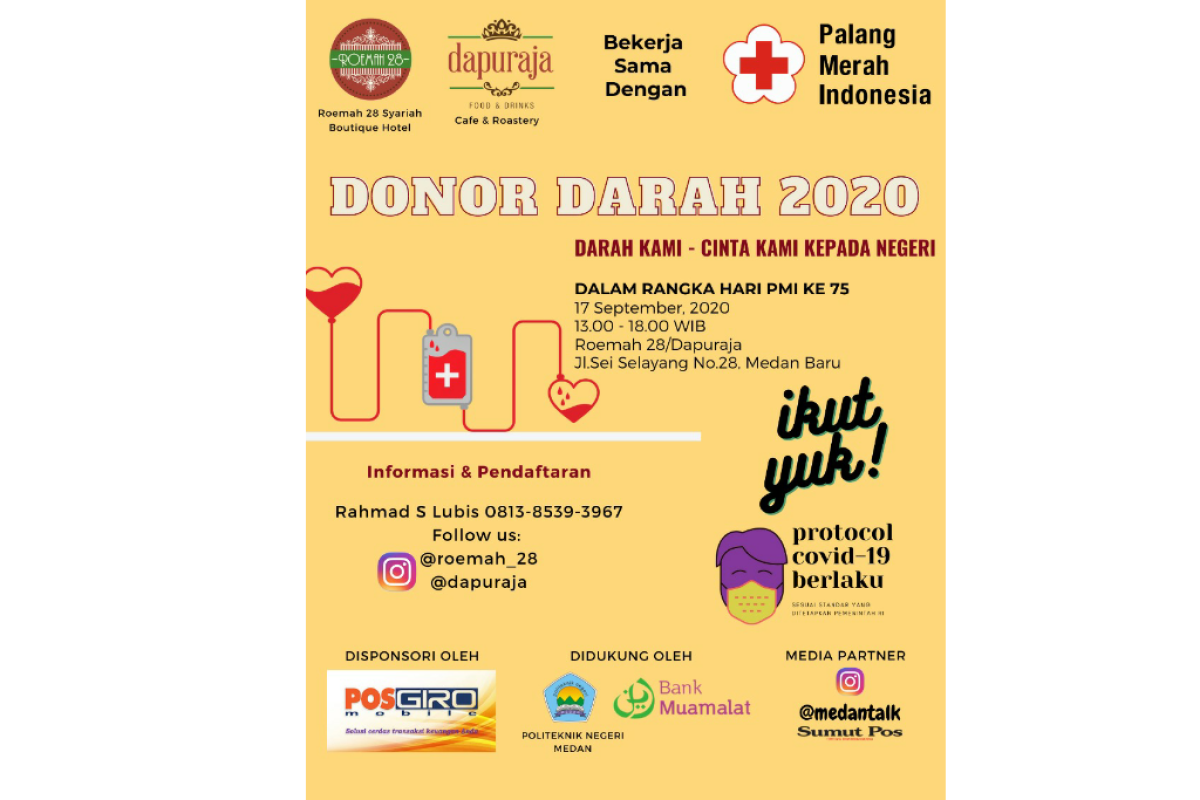 Roemah 28-PMI Medan gelar donor darah, catat tanggalnya