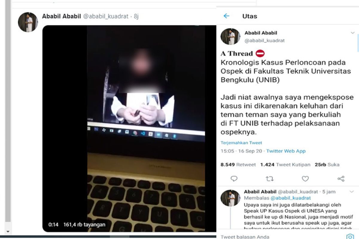 Viral di twitter, Universitas Bengkulu bentuk tim pencari fakta ospek