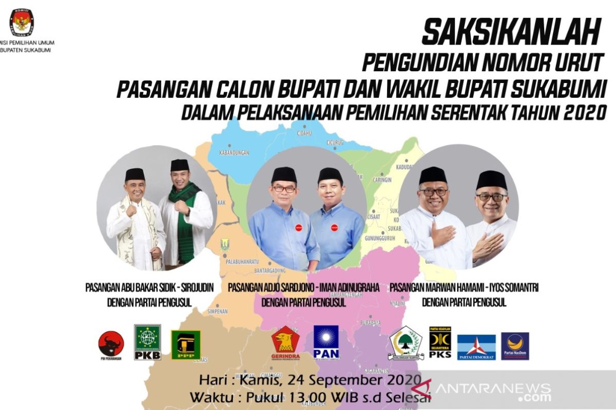 KPU Sukabumi batasi peserta pada acara pengundian nomor urut calon kepala daerah