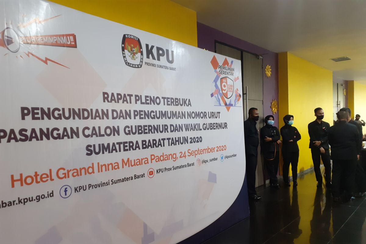 KPU Sumbar tetapkan nomor urut pasangan calon Gubernur dan Wakil Gubernur Sumbar