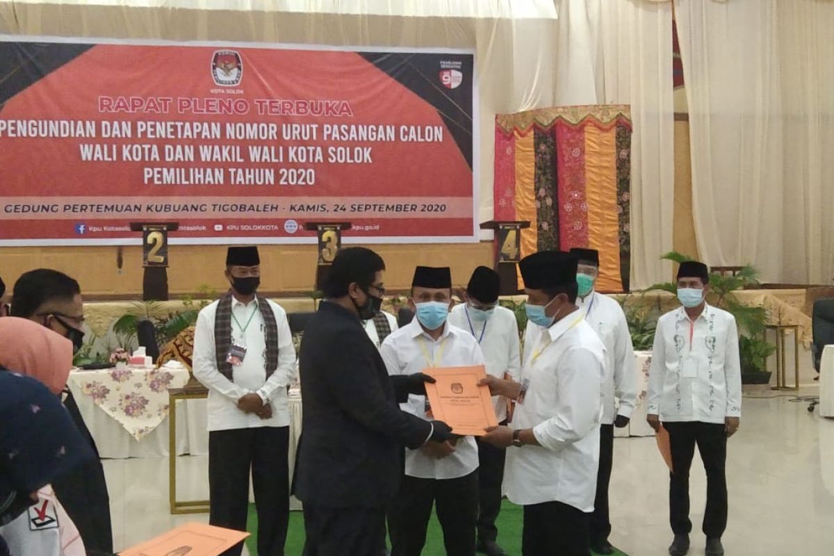 KPU tetapkan nomor urut paslon Pilkada Kota Solok 2020