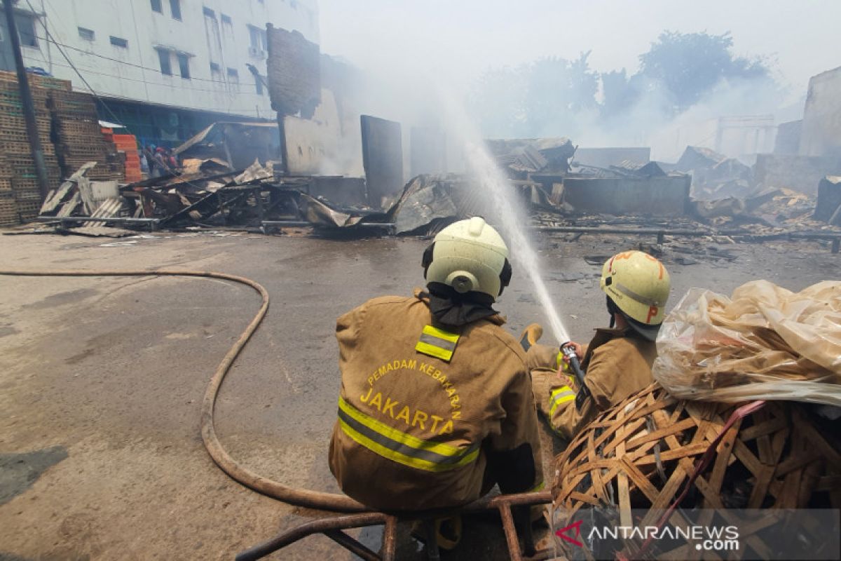 Pemadaman api di Pasar Cempaka Putih terkendala air dan angin kencang