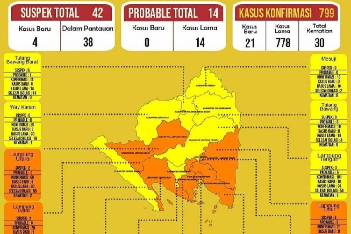 Dinkes sebut di Lampung ada delapan zona oranye