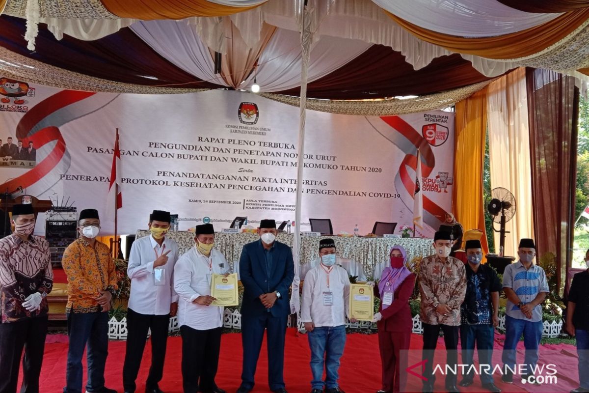 KPU Mukomuko undi nomor urut paslon