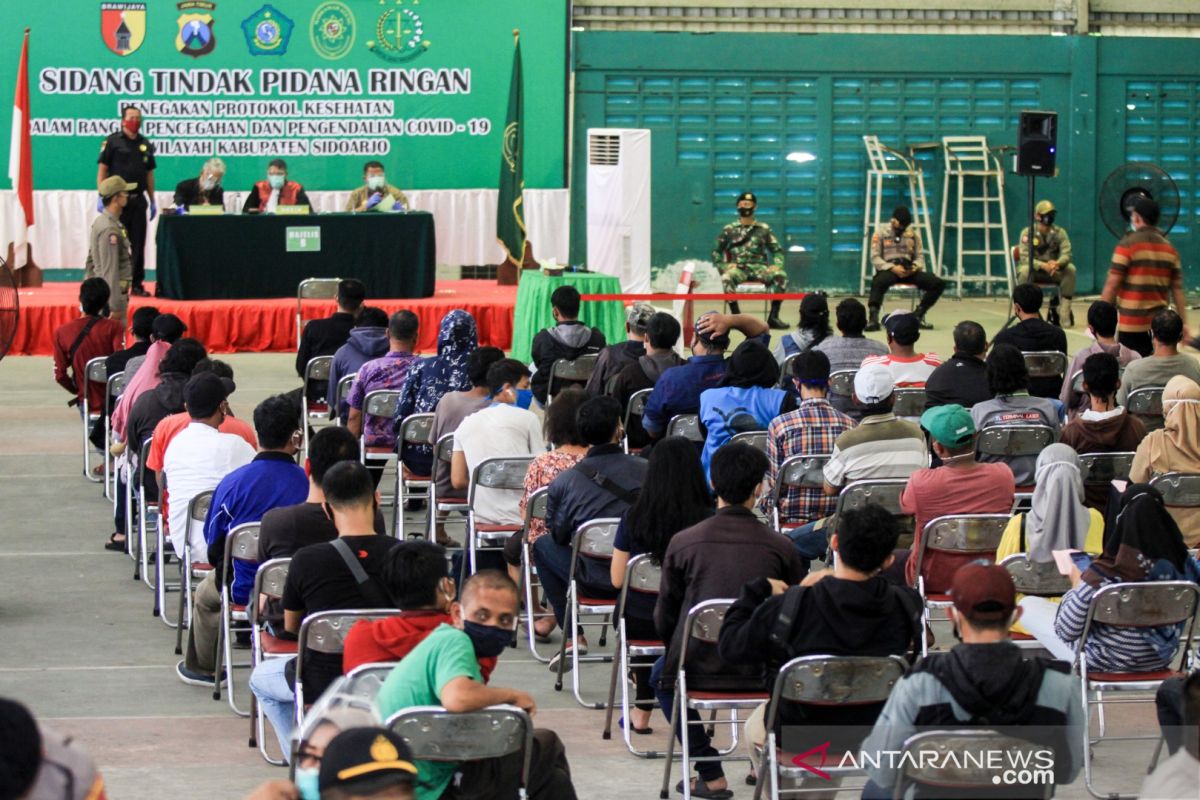 733 orang melanggar protokol kesehatan di Sidoarjo jalani sidang tipiring