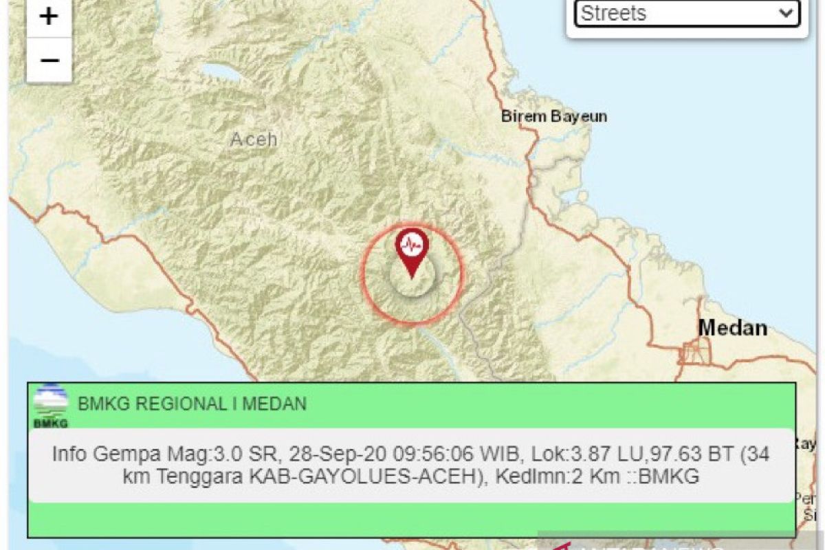 BMKG deteksi lebih 20 kali gempa kecil di Gayo Lues