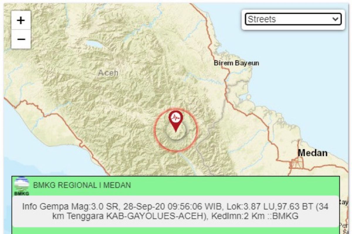 BMKG temukan 22 kali gempa skala kecil di Gayo Lues