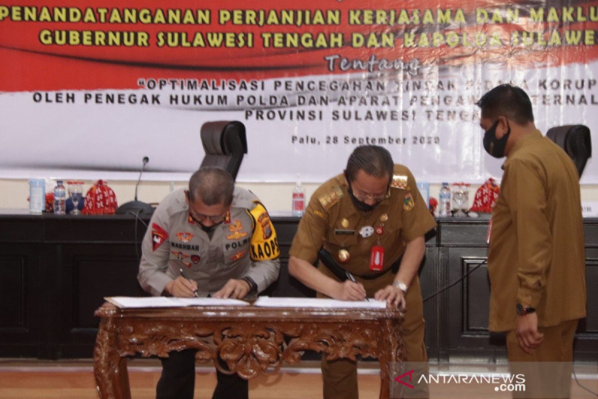 Gubernur dan Kapolda Sulteng teken kerja sama cegah korupsi