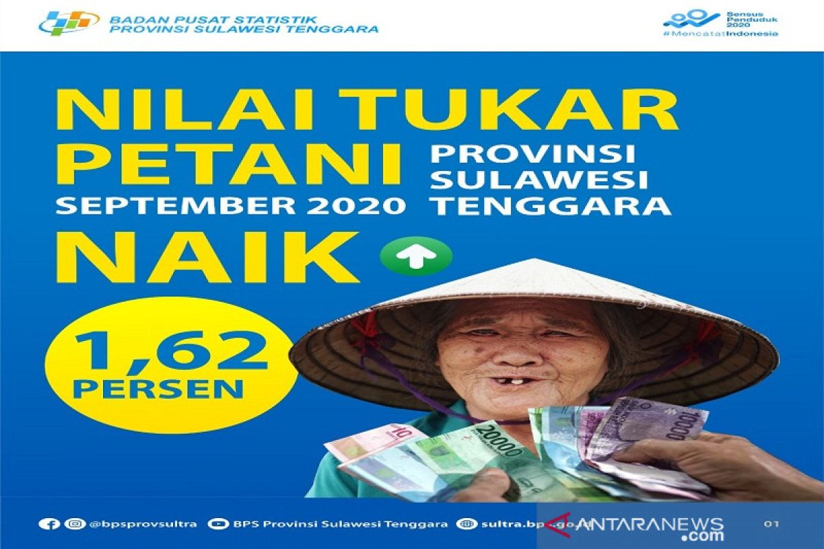 Nilai Tukar Petani Sultawesi Tenggara naik 1,62 persen pada September 2020