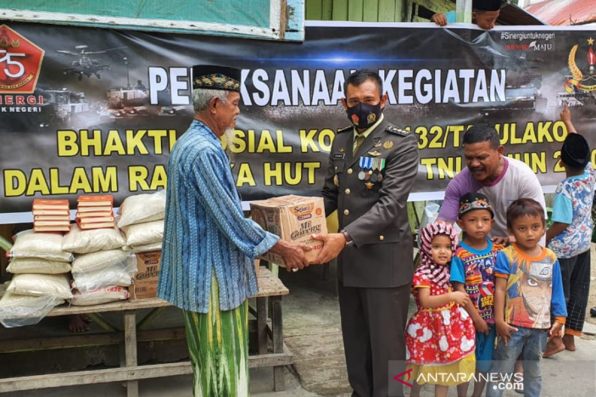 Korem 132/Tadulako gelar bakti sosial sambut HUT TNI ke-75