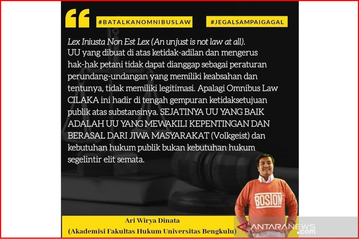 Akademisi Universitas Bengkulu serukan penolakan Omnibus Law