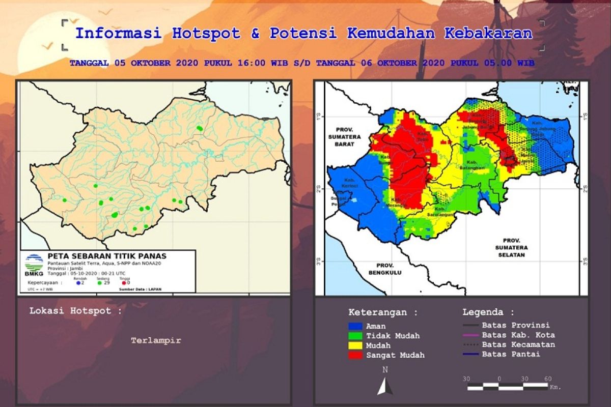 Peta kerawanan dan potensi kemudahan kebakaran di Jambi