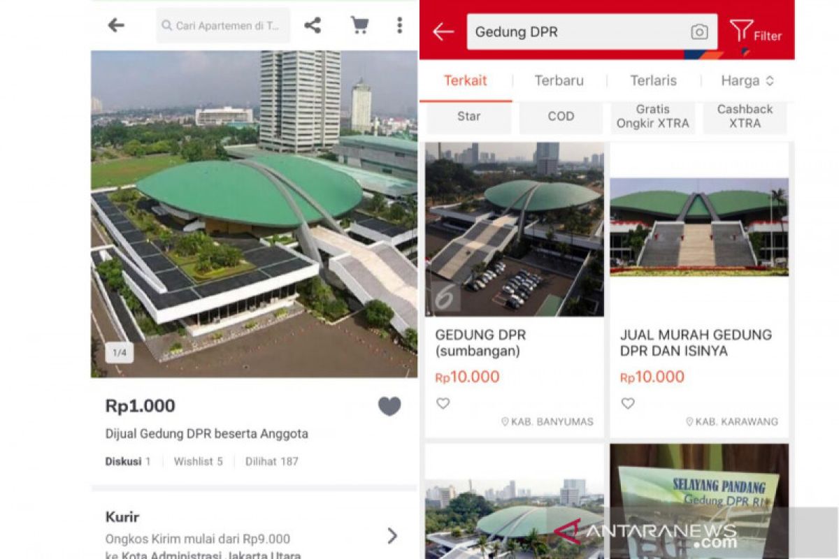 Tokopedia tindak tegas penyalahgunaan akun iklan jual Gedung DPR