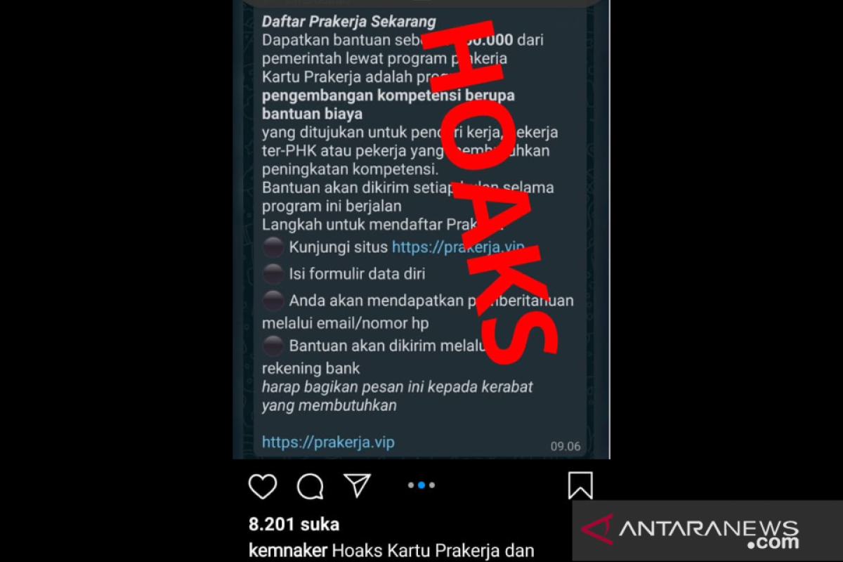 Menaker Ida Fauziah imbau korban penipuan situs prakerja.vip lapor polisi